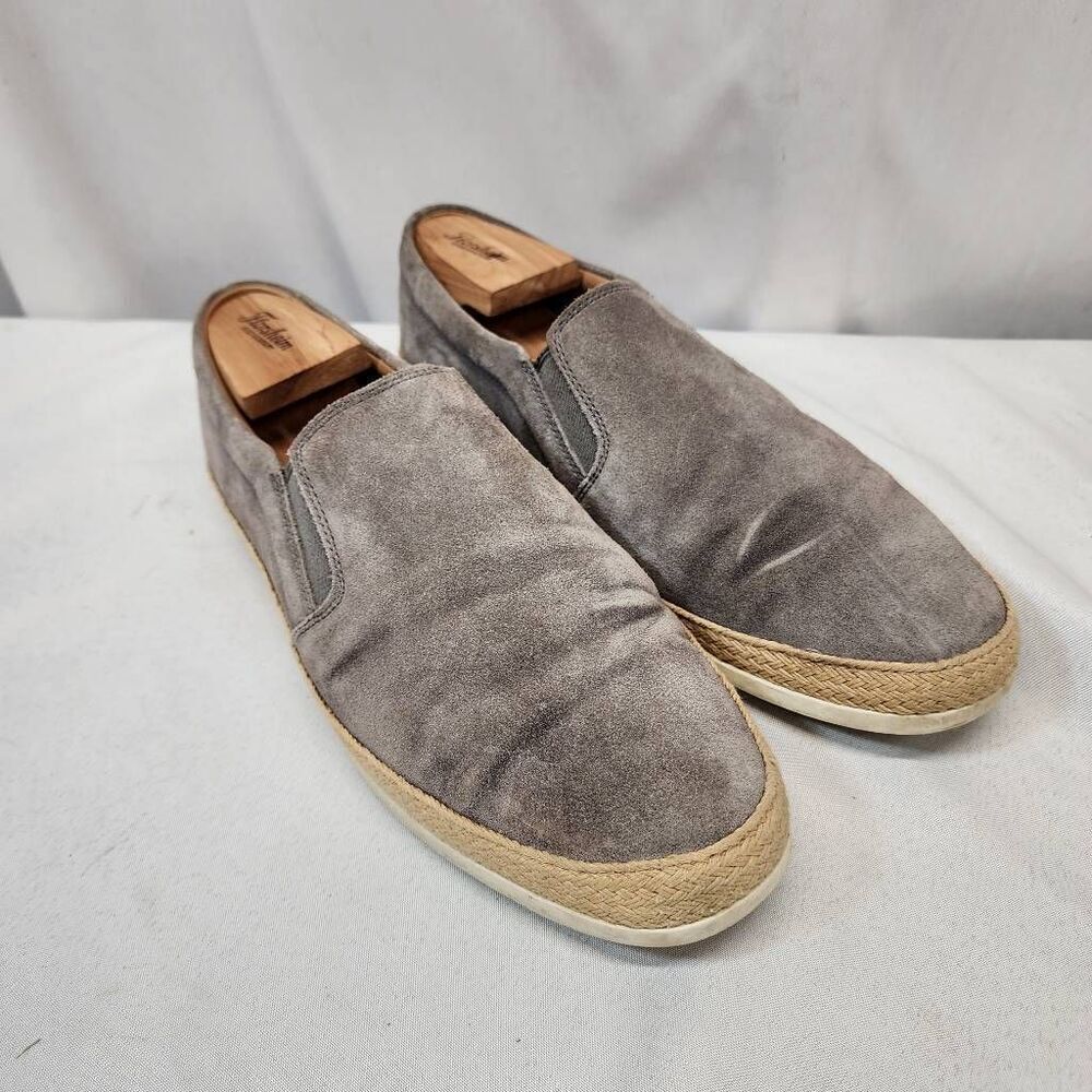 Vince Men's 10 Acker Suede Slip On Espadrilles Sneakers Grey Comfort